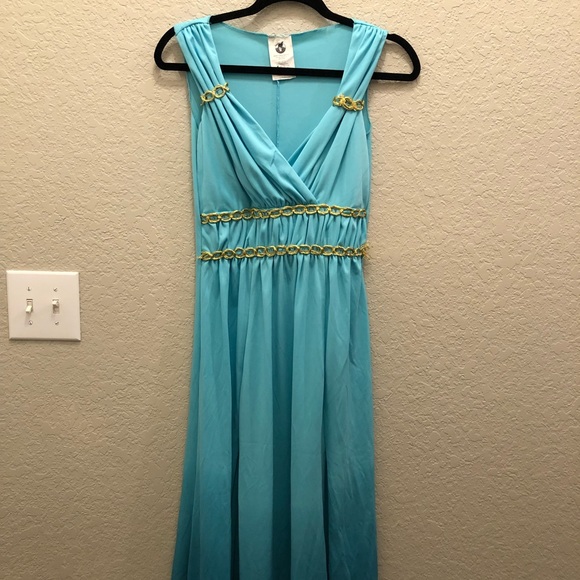 Women’s Aphrodite Halloween Dress Up Costume size Small 4-6 Aqua Ombré & Gold - Picture 3 of 12